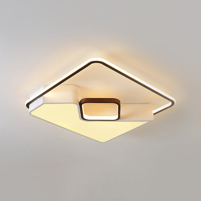 Lampada da soffitto rettangolare bianca in acrilico con montaggio a incasso a LED per soggiorno, larghezza 19,5"/37,5"/42"