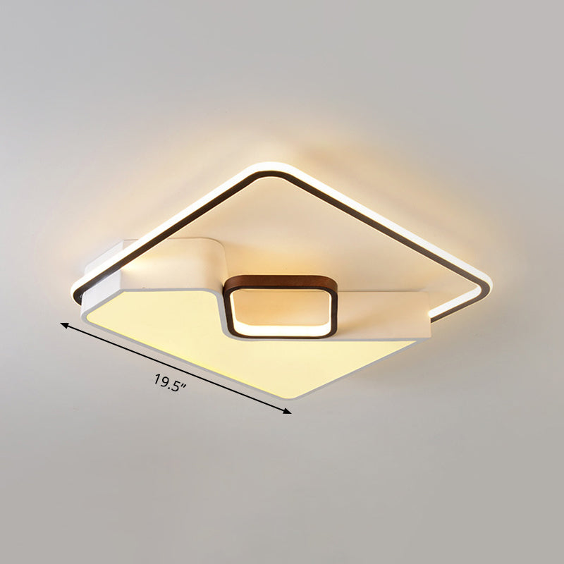 White Rectangle Ceiling Light Fixture Acrylic LED Flush Mount Lamp for Living Room, 19.5"/37.5"/42" Wide