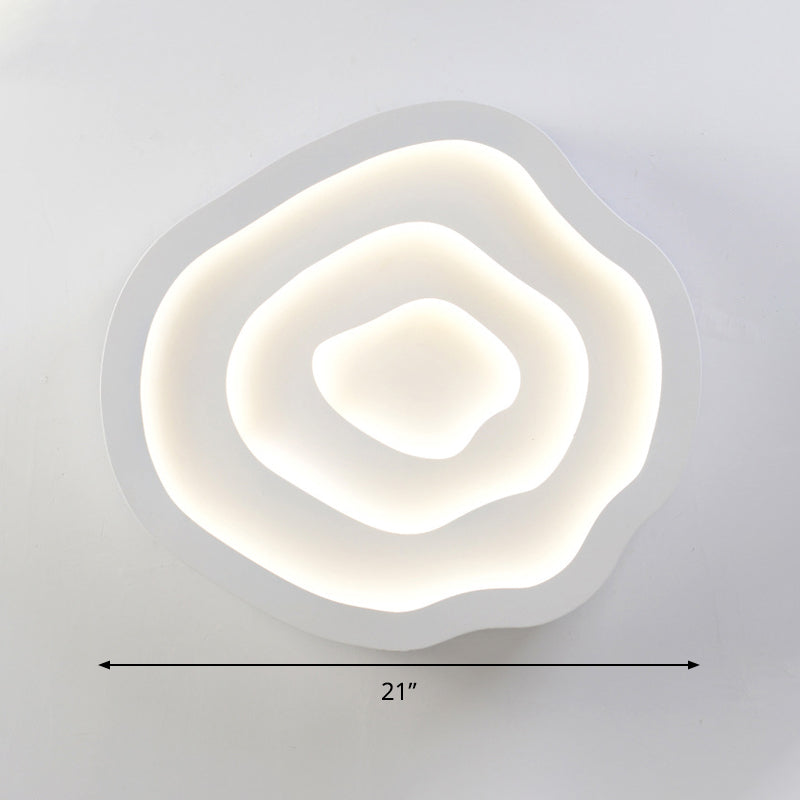 21 "/25" Wide Tree-Ring Ceiling Mounted Light Minimalist White LED Flush Mount Lamp in White/3 Color Light