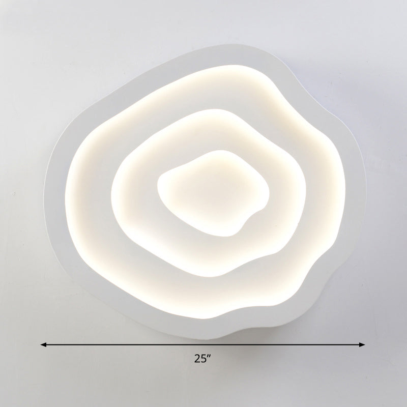 21 "/25" Wide Tree-Ring Ceiling Mounted Light Minimalist White LED Flush Mount Lamp in White/3 Color Light