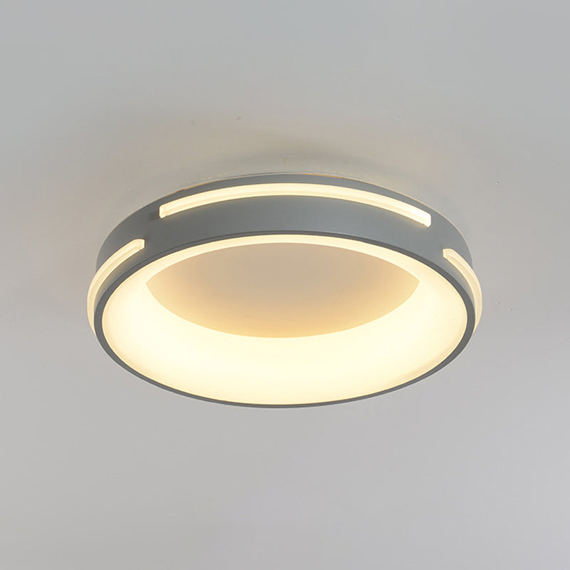 Gray Circle Ceiling Light Modernism Metal LED Flush Light Fixture in Warm/White Light, 18.5"/24.5" Wide