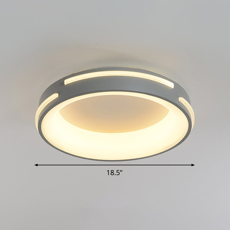 Gray Circle Ceiling Light Modernism Metal LED Flush Light Fixture in Warm / White Light, 18.5 "/24.5" Wide