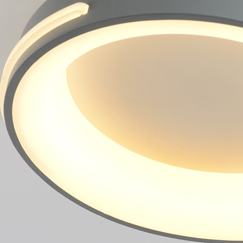 Plafoniera a cerchio grigio Modernismo Lampada da incasso a LED in metallo con luce calda/bianca, larghezza 18,5"/24,5"