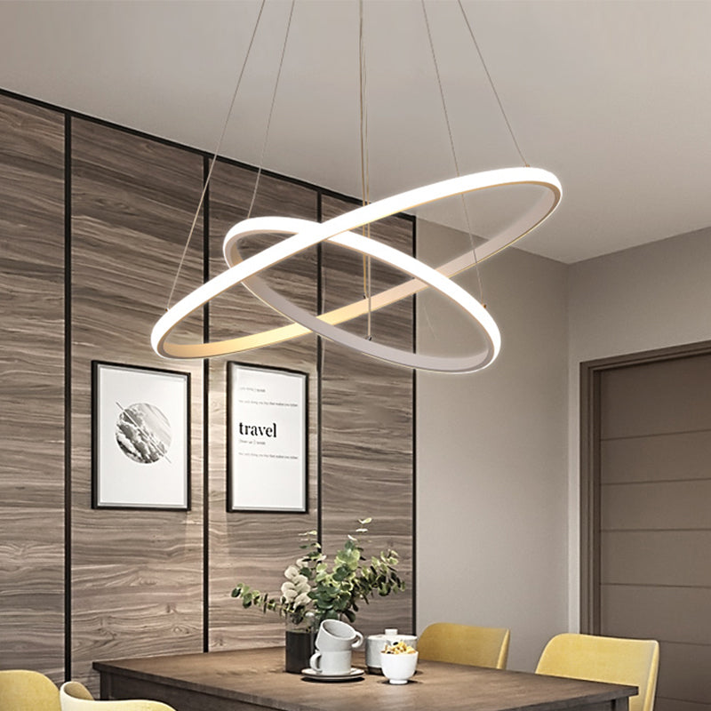 Orb Hanging Light Kit Modern Acrylic White LED Chandelier Lamp in Warm/White Light, 8"+16"/16"+23.5"/8"+16"+23.5" Wide