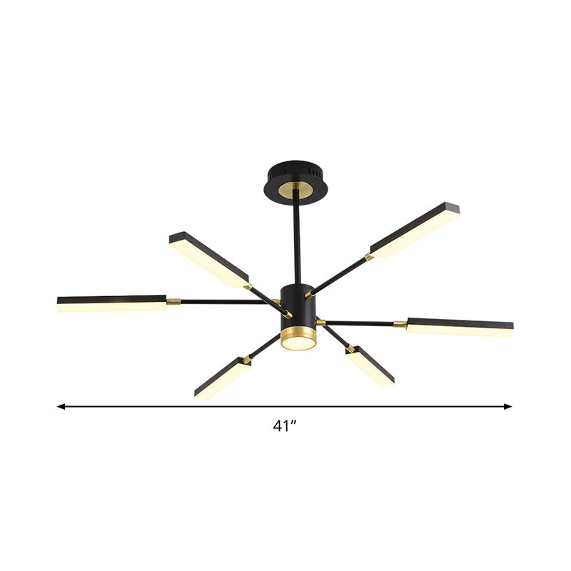 Sputnik Hanging Light Kit Modernism Metal 6/8 Heads Black Pendant Chandelier in Warm/White Light