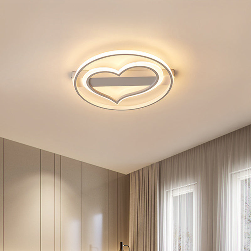 Lampada da incasso a cuore in acrilico stile semplice bianco/caffè ampia 16"/19,5" lampada da soffitto a LED con luce calda/bianca/naturale