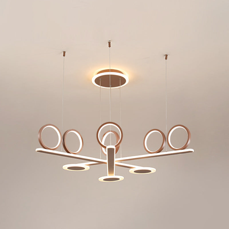 Coffee Ring Pendant Chandelier Contemporary Acrylic LED Suspension Light in Warm/White Light, 31.5"/39" Wide