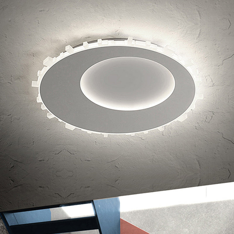 Witte Cirkel Flush Mount Licht Minimalistische acryl LED plafond licht profiel in warm licht/afstandsbediening controle Stepless Dimming, 16 "/20" Wide