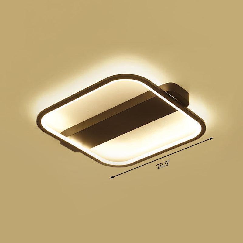 16.5"/20.5" Wide Square Ceiling Fixture Minimalist Acrylic Black LED Flush Mount Lamp, Warm/White/3 Color Light