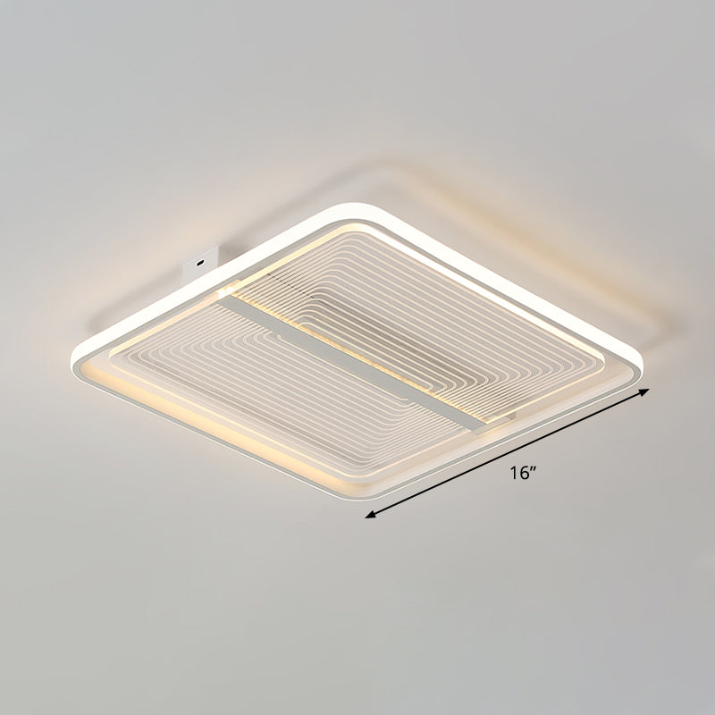 Square Flush Mount Lamp Modernism Acrylic White Ceiling Light Fixture, Warm/White Light