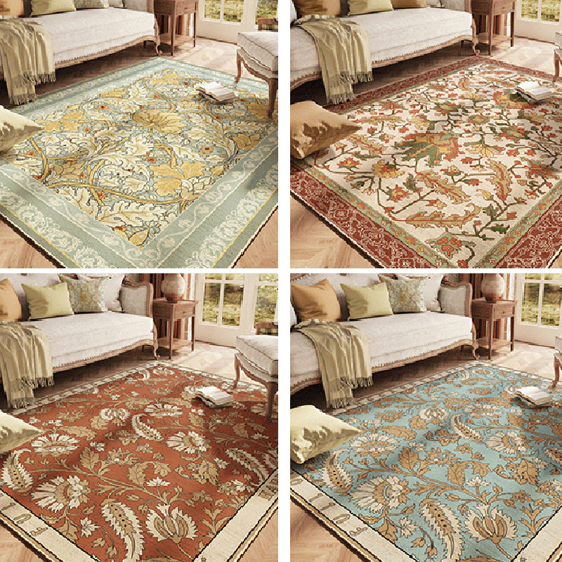 Traditionele bloemen gedrukt tapijt vierkleurig polyester gebied tapijt niet-slip achterste vloerkleed voor het leven