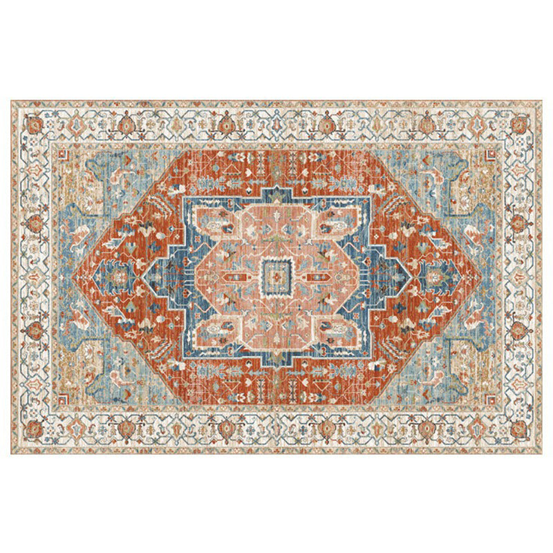 Light Color Home Decoration Carpet Nostalgia Floral Printed Area Rug Polyester with Non-Slip Backing Rug