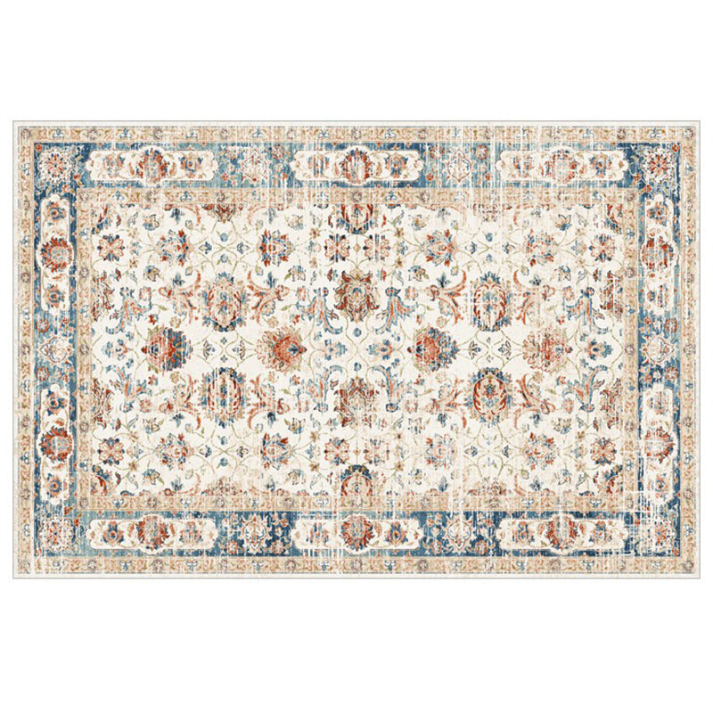 Light Color Home Decoration Carpet Nostalgia Floral Printed Area Rug Polyester with Non-Slip Backing Rug