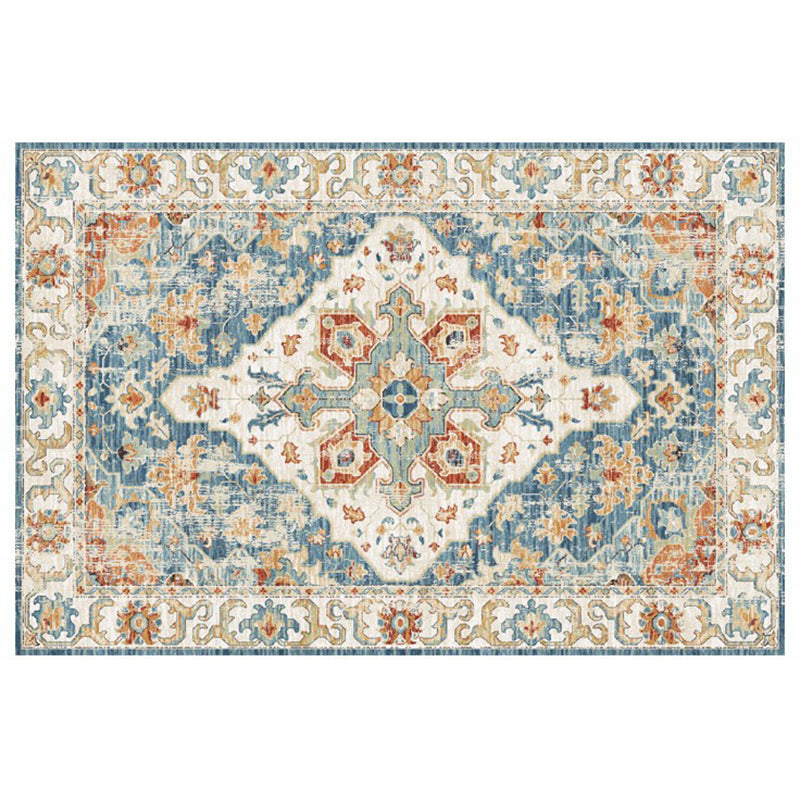 Light Color Home Decoration Carpet Nostalgia Floral Printed Area Rug Polyester with Non-Slip Backing Rug