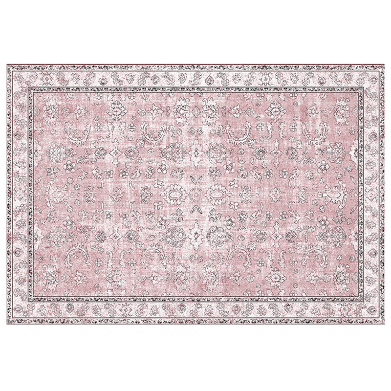 Mehrfarbiger Vintage -Gebiet Teppich Polyester Ethnisches Blumenmuster Indoor Teppich Easy Care Teppich für Wohnzimmer