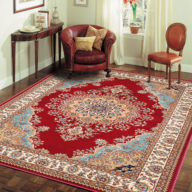 Tapis imprimé floral de luxe Multicolor Polyester Area Tapis tapis de support sans glissement pour le salon