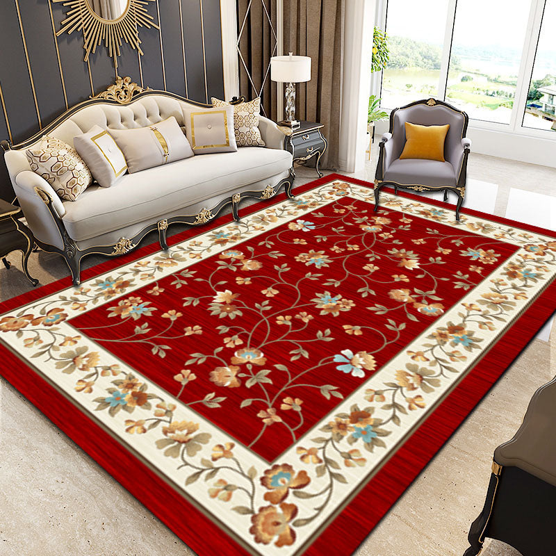 Vierkleuren Europees bloemenprint Rug polyester traditionele anti-slip achterste binnenkleed voor woonkamer