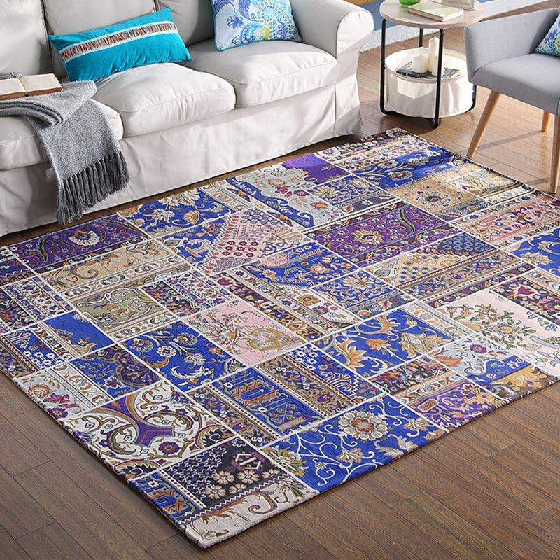 Special Florentine Tile Carpet Multicolor Polyester Rug Anti-Slip Backing Carpet for Living Room