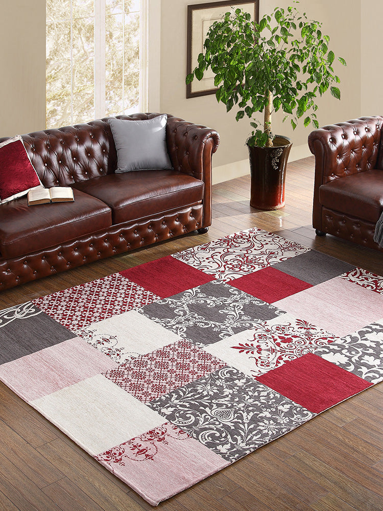 Special Florentine Tile Carpet Multicolor Polyester Rug Anti-Slip Backing Carpet for Living Room