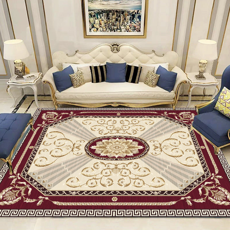 Elegant Multicolor Nostalgia Carpet Polyester Medallion Indoor Rug Stain Resistant Rug for Home Decor