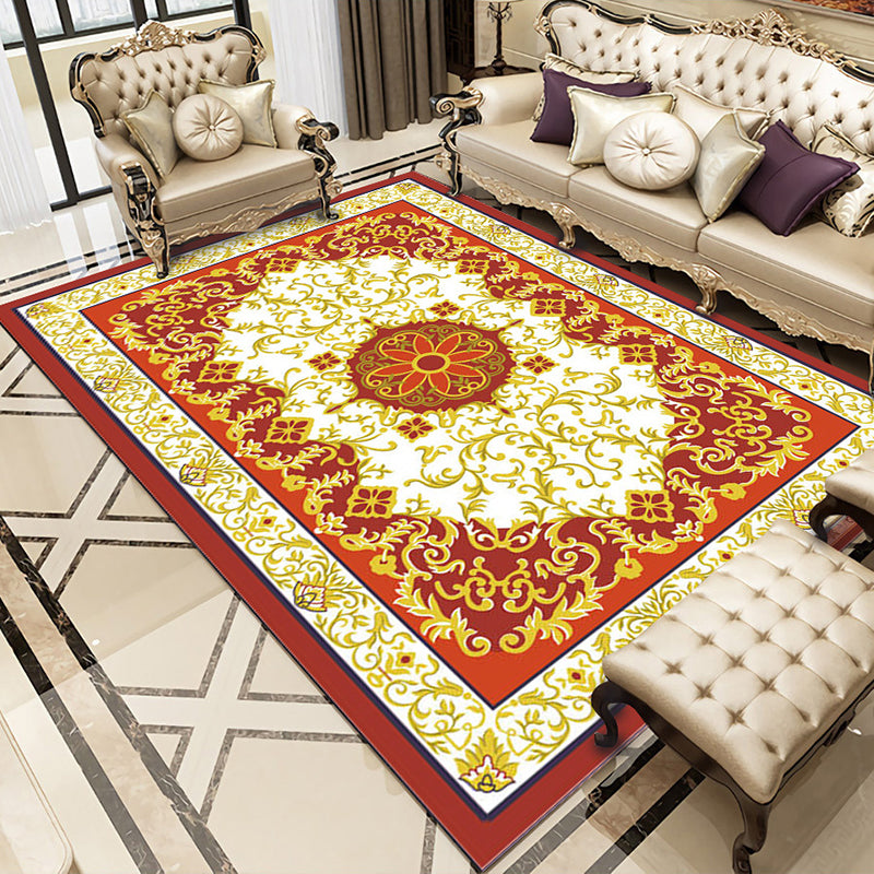 Elegant Color Mixed Nostalgia Carpet Polyester Medallion Indoor Rug Stain Resistant Rug for Home Decor