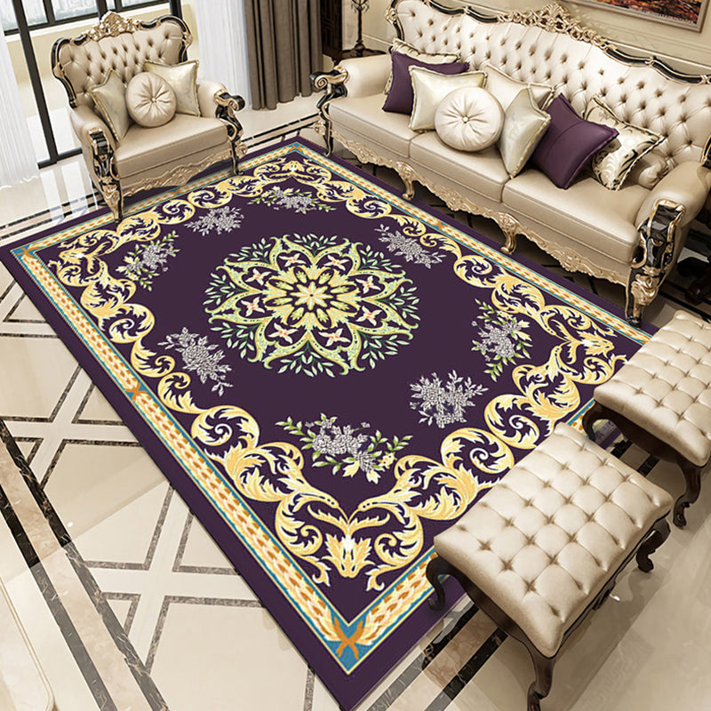 Elegant Color Mixed Nostalgia Carpet Polyester Medallion Indoor Rug Stain Resistant Rug for Home Decor