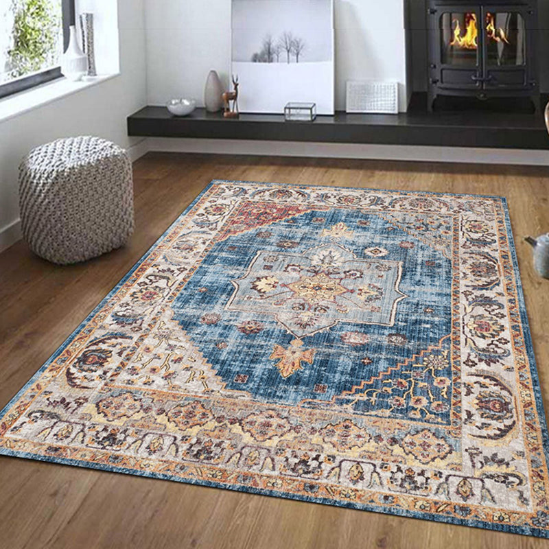 Grey Tone Shabby Chic Indoor Rug Polyester Ethnic Print Carpet Easy Care Rug for Home Decoration