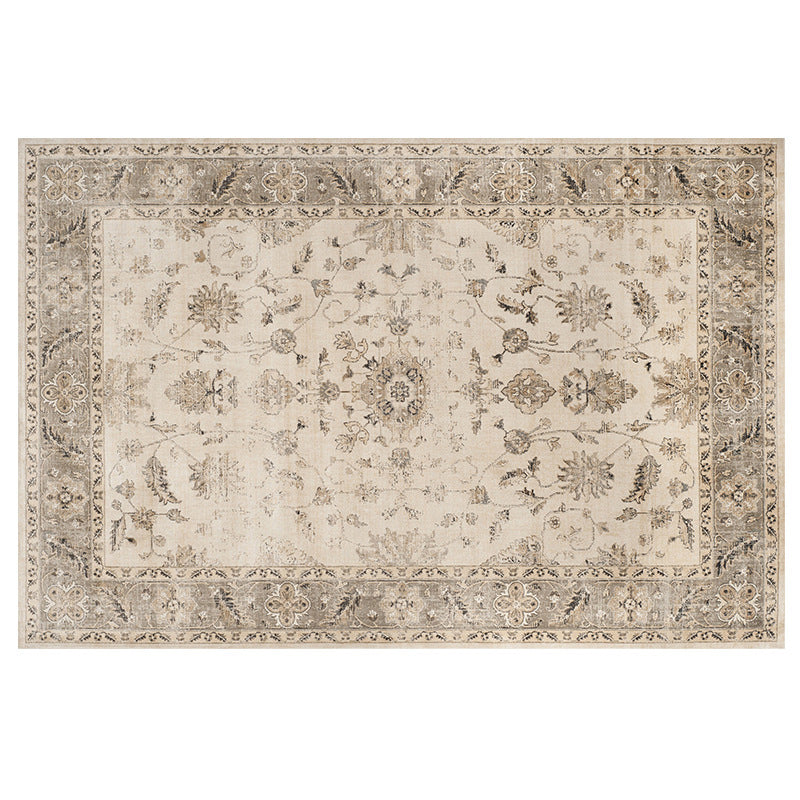 Grey Tone Shabby Chic Indoor Rug Polyester Ethnic Print Carpet Easy Care Rug for Home Decoration