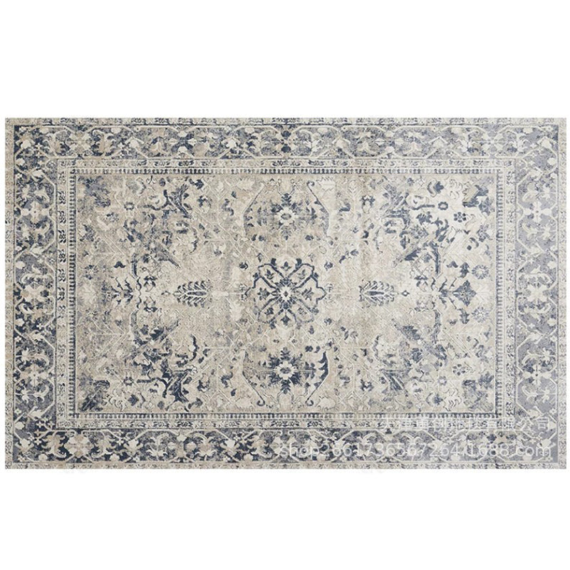 Grey Tone Home Decoration Carpet Nostalgia Medallion Printed Area Rug Polyester with Non-Slip Backing Rug