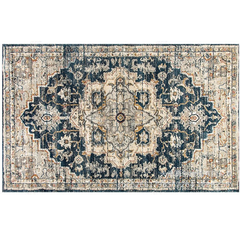 Grey Tone Home Decoration Carpet Nostalgia Medallion Printed Area Rug Polyester with Non-Slip Backing Rug