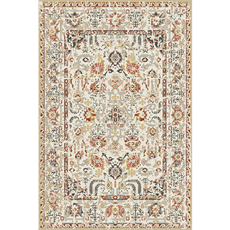 Solid Color Floral Printed Rug Polyester Antique Carpet Stain Resistant Rug for Living Room