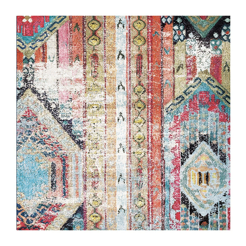 Multicolor Vintage Area Carpet Polyester Ethnic Pattern Indoor Rug Non-Slip Backing Carpet for Living Room