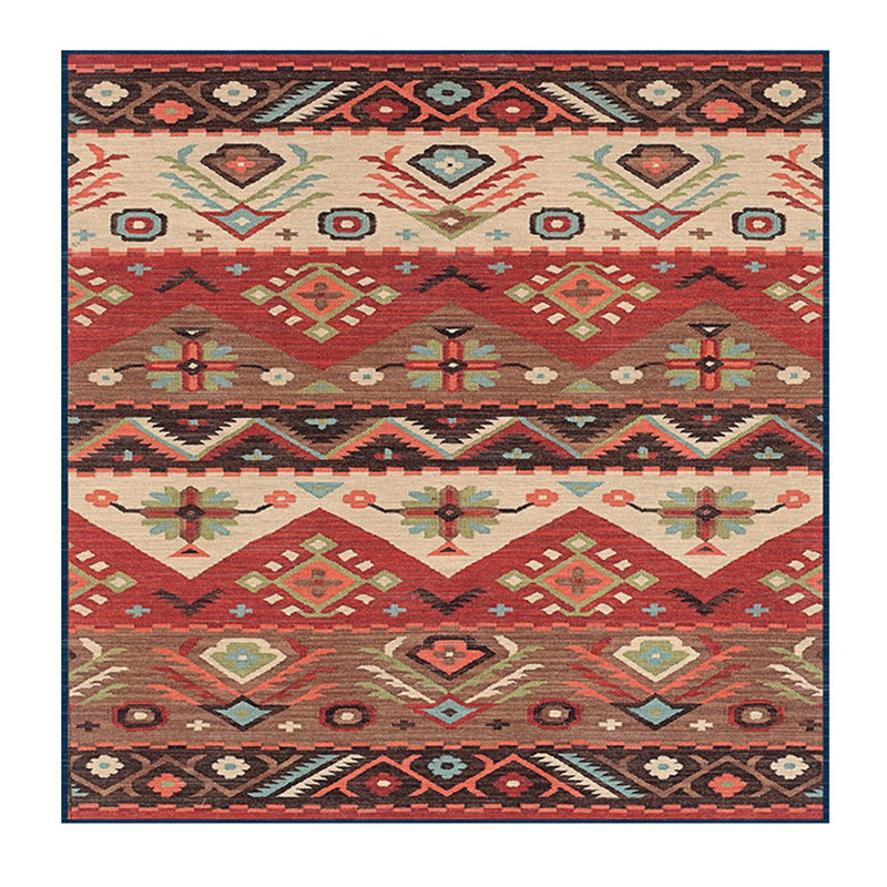 Multicolor Vintage Area Carpet Polyester Ethnic Pattern Indoor Rug Non-Slip Backing Carpet for Living Room