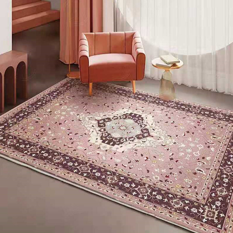 Tapis à imprimé floral de couleur unie en polyester traditionnel antidérapant un tapis intérieur pour le salon