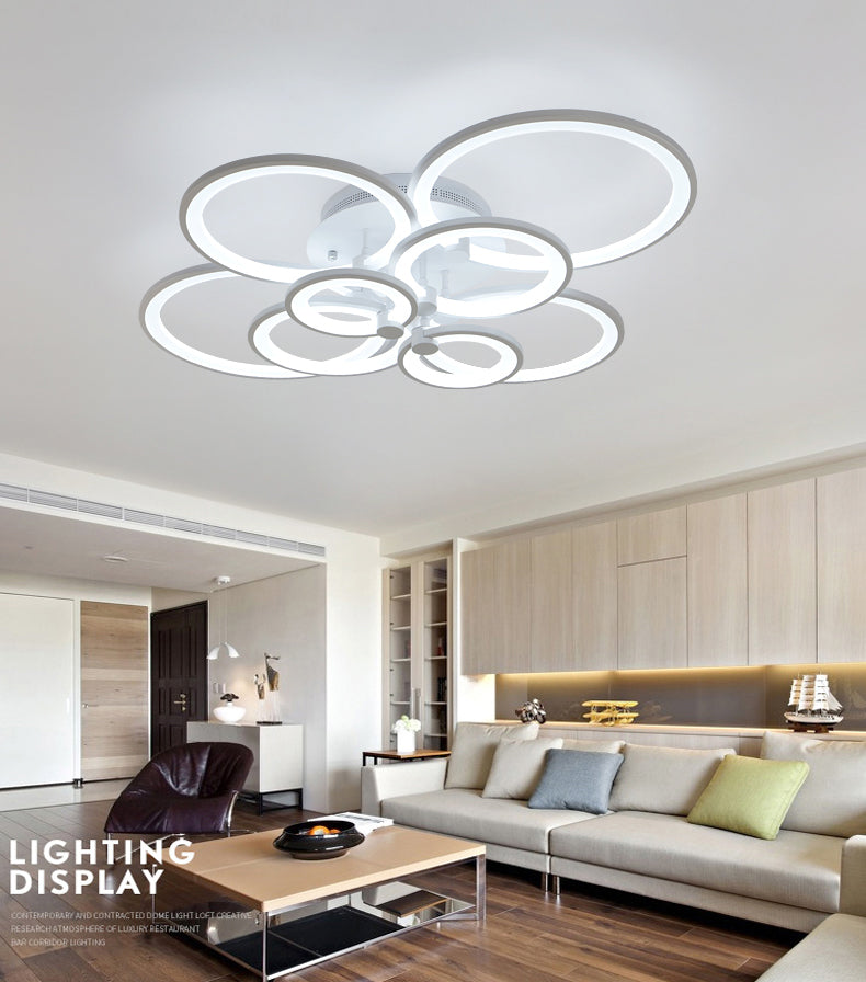 Circle Metal LED Starburst Flush Mount Modern Style Ceiling Light Fixture for Living Room