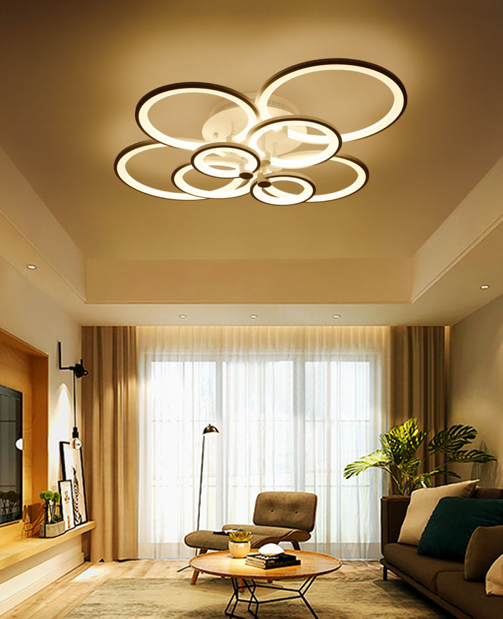 Circle Metal LED Starburst Flush Mount Modern Style Ceiling Light Fixture for Living Room