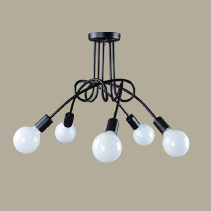 Wrought Iron Ceiling Light Minimalist  Elbow Home Dining Room Bedroom Study Aisle Creative Personality Industrial Style Lamps