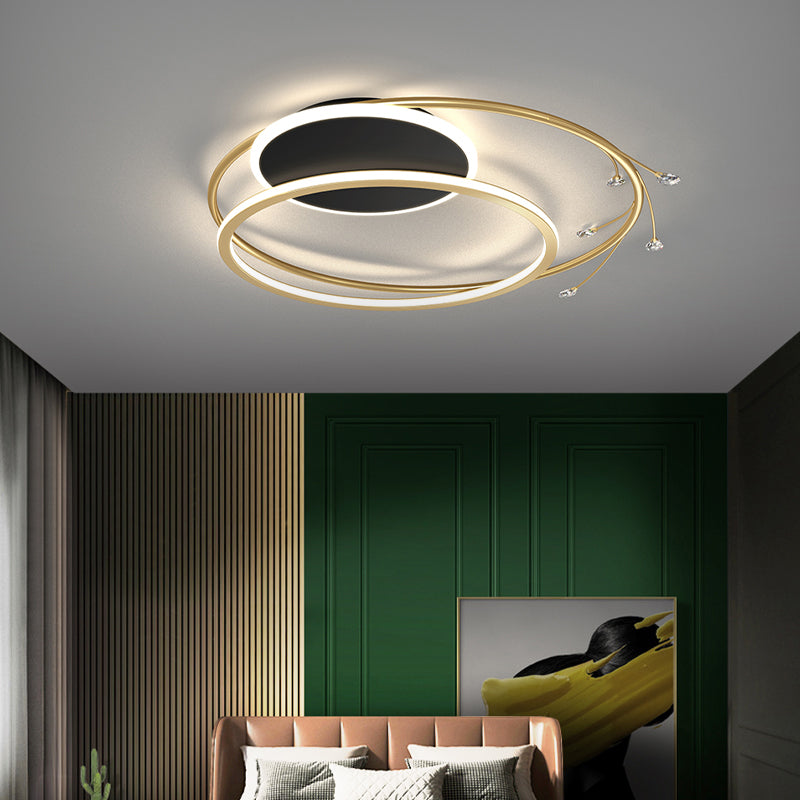 Modern Simplicity Style LED Flush Mount Light Creative Round Line Bedroom Lighting Fixture