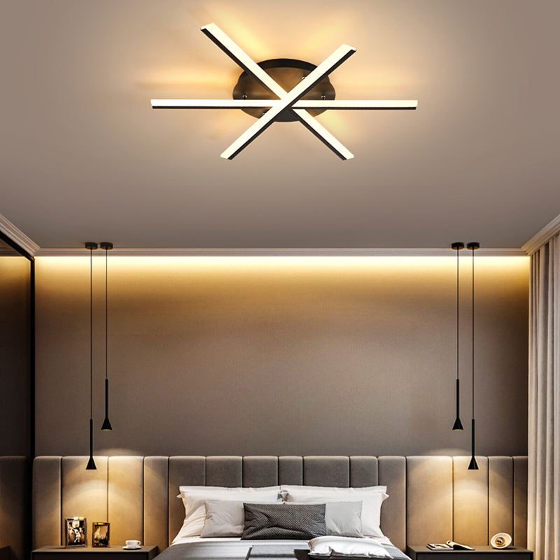 Modern Strips Semi Flush Ceiling Lights Metal Semi Flush Mount Ceiling Light for Bedroom