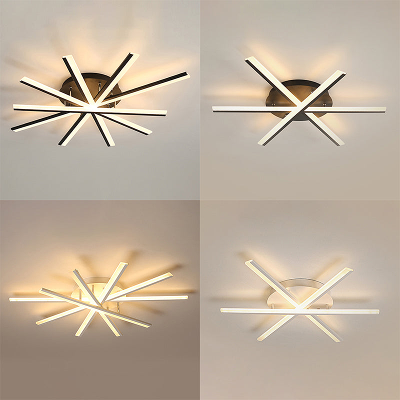 Modern Strips Semi Flush Ceiling Lights Metal Semi Flush Mount Ceiling Light for Bedroom