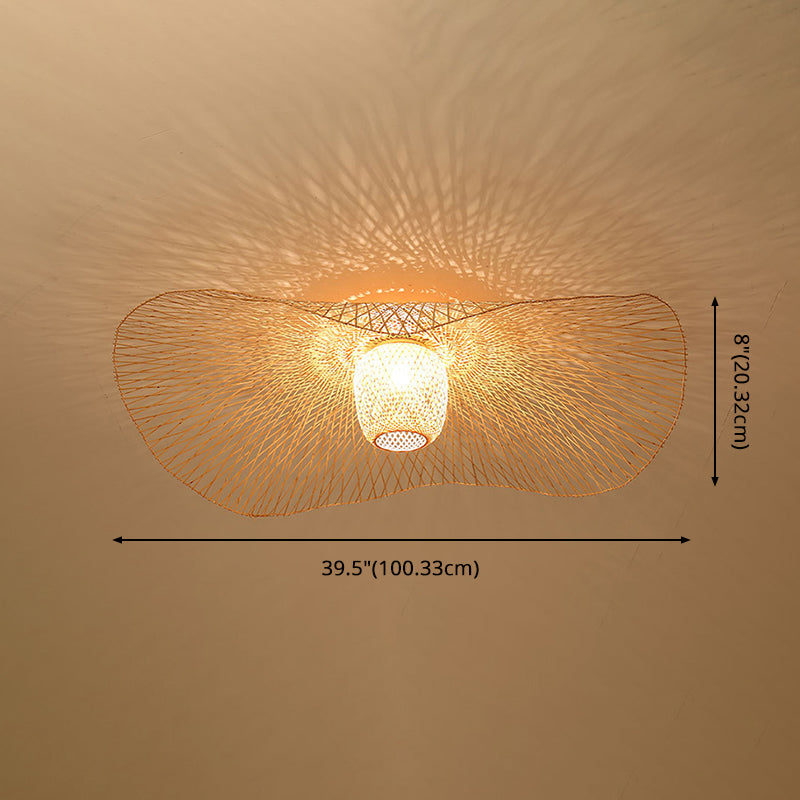 Montaggio semifulto di bambù a 1 luce in stile creativo asiatico in ferro battuto sputnik Light per sala da pranzo