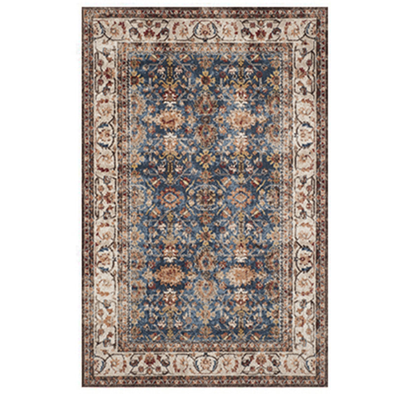 Solid Color Floral Printed Rug Polyester Antique Carpet Stain Resistant Rug for Living Room