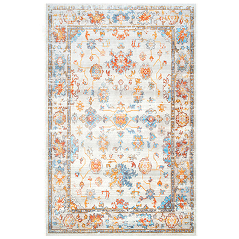 Solid Color Floral Printed Rug Polyester Antique Carpet Stain Resistant Rug for Living Room