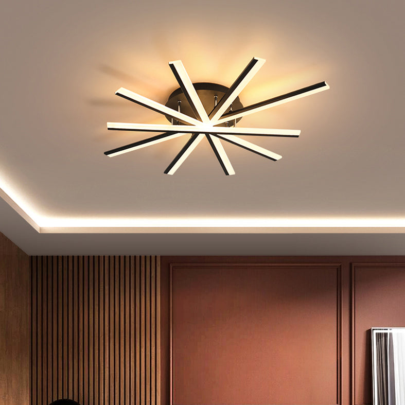 Modern Strips Semi Flush Ceiling Lights Metal Semi Flush Mount Ceiling Light for Bedroom