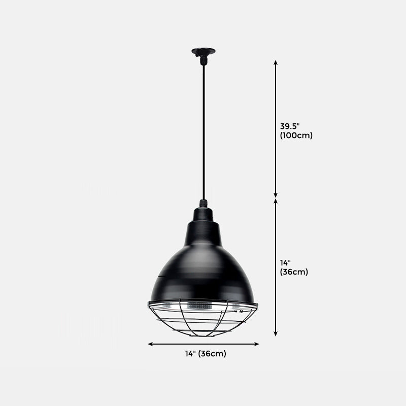 Éclairage de pendentif en dôme industriel unique avec finition métallique