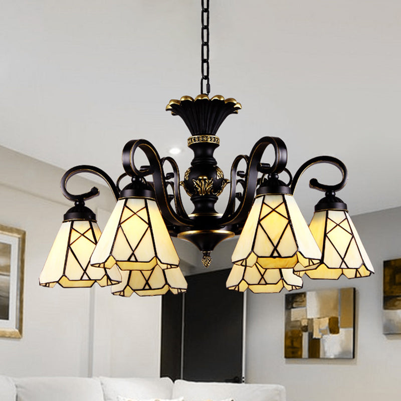 Éclairage de lustre en verre jaune baroque Baroque 5/6/8 Lumières Black Plafond Suspension Lampe