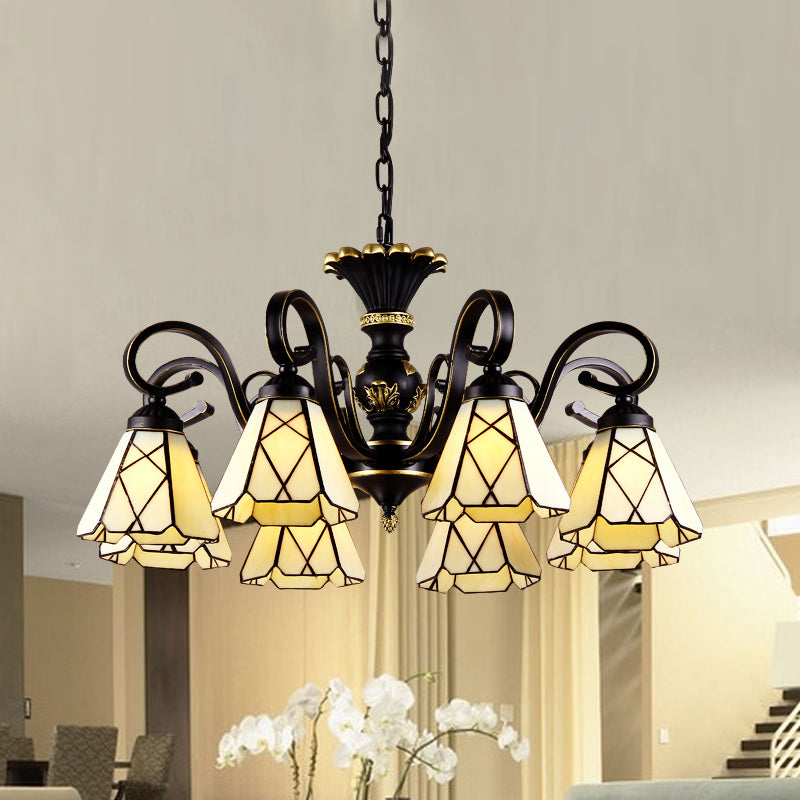 Éclairage de lustre en verre jaune baroque Baroque 5/6/8 Lumières Black Plafond Suspension Lampe