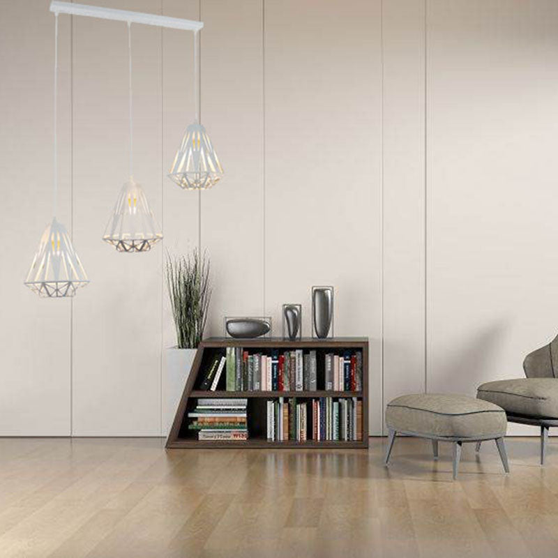 Industrial Cluster Ceiling Light, 3-Light, Ironic Geometrical Shades