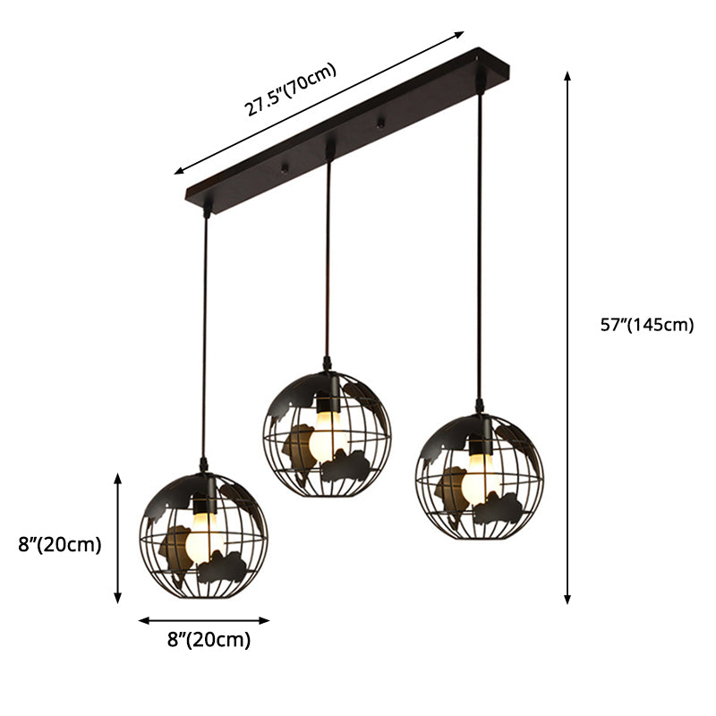 Luz de techo de 3 luces, estilo industrial, forma de tierra, con tonos irónicos blancos