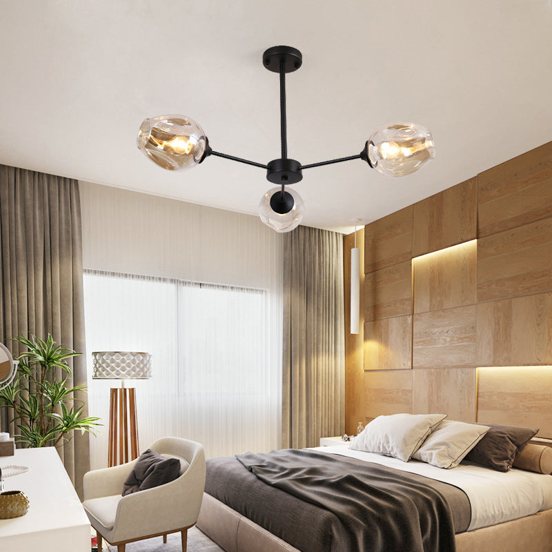 Sliver 3-Light de style contemporain / plafond noir Spoutnik Sphere Chandelier